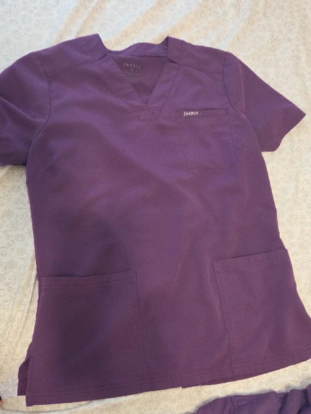 Jaanuu Women's Deep Purple Scrub Top and Jogger Set